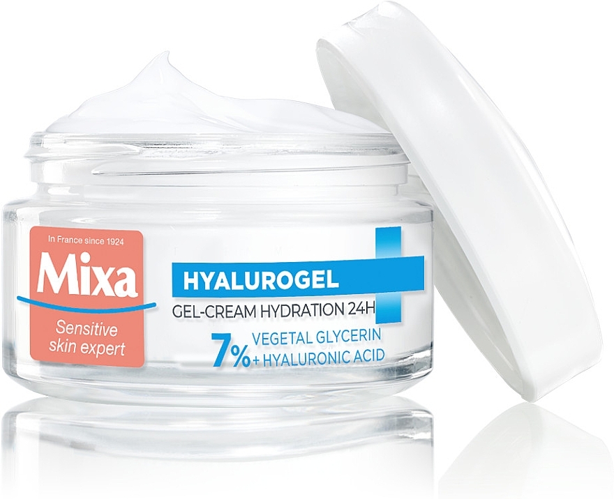 Moisturizing Facial Cream Gel with Hyaluronic Acid & Glycerin for Normal & Sensitive Skin - Mixa Hydrating Hyalurogel Intensive Hydration — photo N2