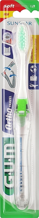 Travel Toothbrush, soft, green - G.U.M Orthodontic Travel Toothbrush — photo N1