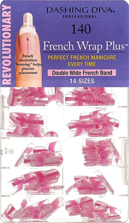 Wide Nail Tips "French Smile + " - Dashing Diva French Wrap Plus Double Wide Color 140 Tips  — photo N1