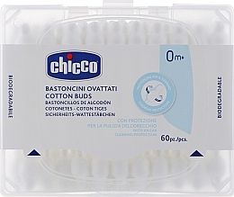 Baby Cotton Buds with Limiter, 60 pcs - Chicco — photo N1