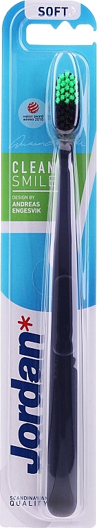 Toothbrush, soft, pomegranate-green - Jordan Clean Smile Soft — photo N1