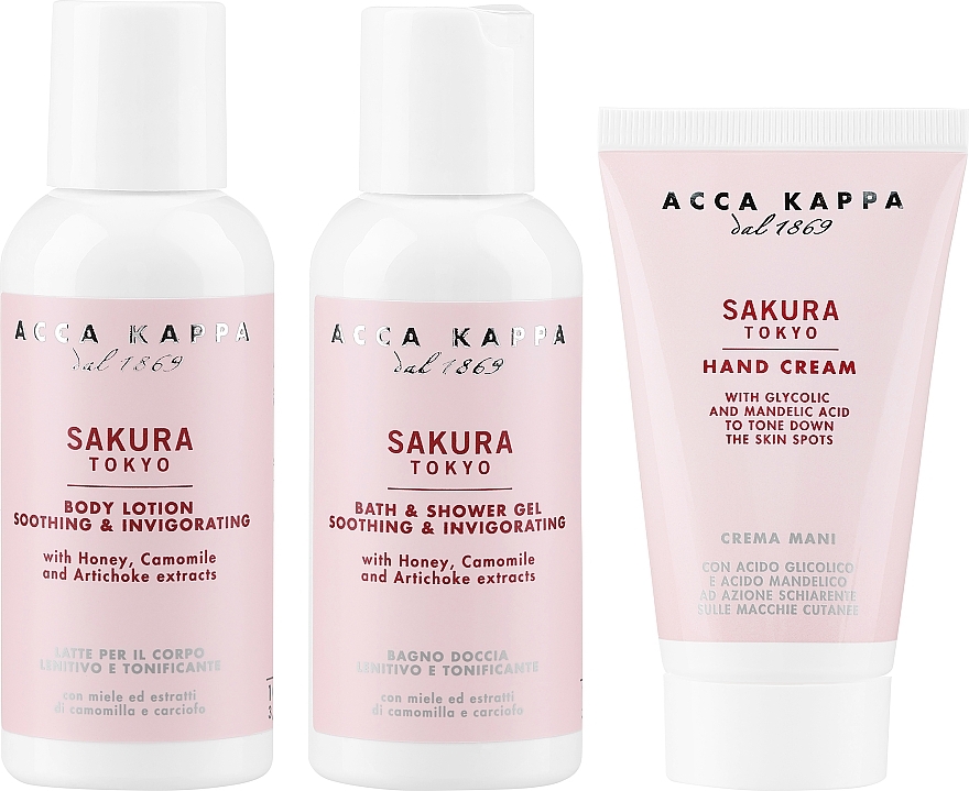 Acca Kappa Sakura Tokyo - Set (sh/gel/100ml + b/lot/100ml + h/cr/75ml) — photo N2