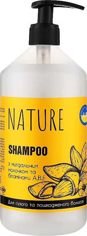 Almond Milk Shampoo with Vitamins A, B, E - Bioton Cosmetics Nature Shampoo — photo N2