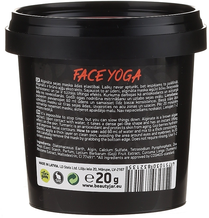 Peel-Off Face Mask with Turmeric & Goji Berry Extracts - Beauty Jar Fase Yoga Firming Rubber Mask — photo N25