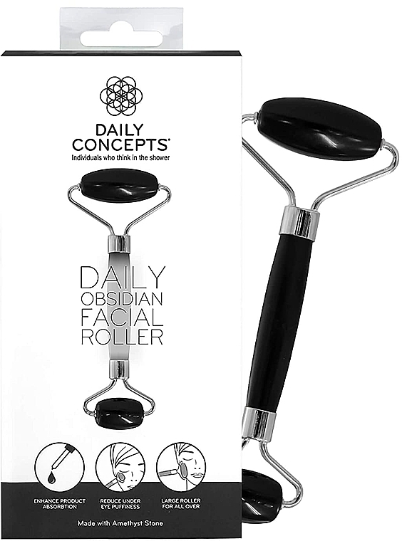 Face Massage Roller, obsidian - Daily Concepts Daily Obsidian Facial Roller — photo N1