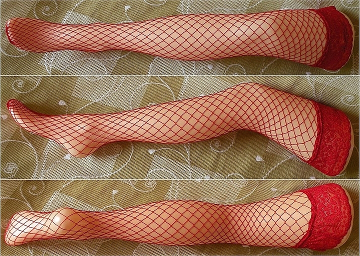 Stockings "Ar Rete Grandi", rosso - Veneziana — photo N2