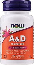 Dietary Supplement "Vitamin A & D" - Now Foods A&D Eye & Bone Health — photo N1