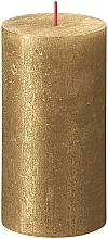 Fragrances, Perfumes, Cosmetics Cylinder Candle Gold, 130/68 mm - Bolsius Rustic Shimmer Metallic Candle