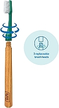 Eco-Toothbrush with Wooden Handle & Three Heads, green - TePe Choice Soft Toothbrush — photo N5