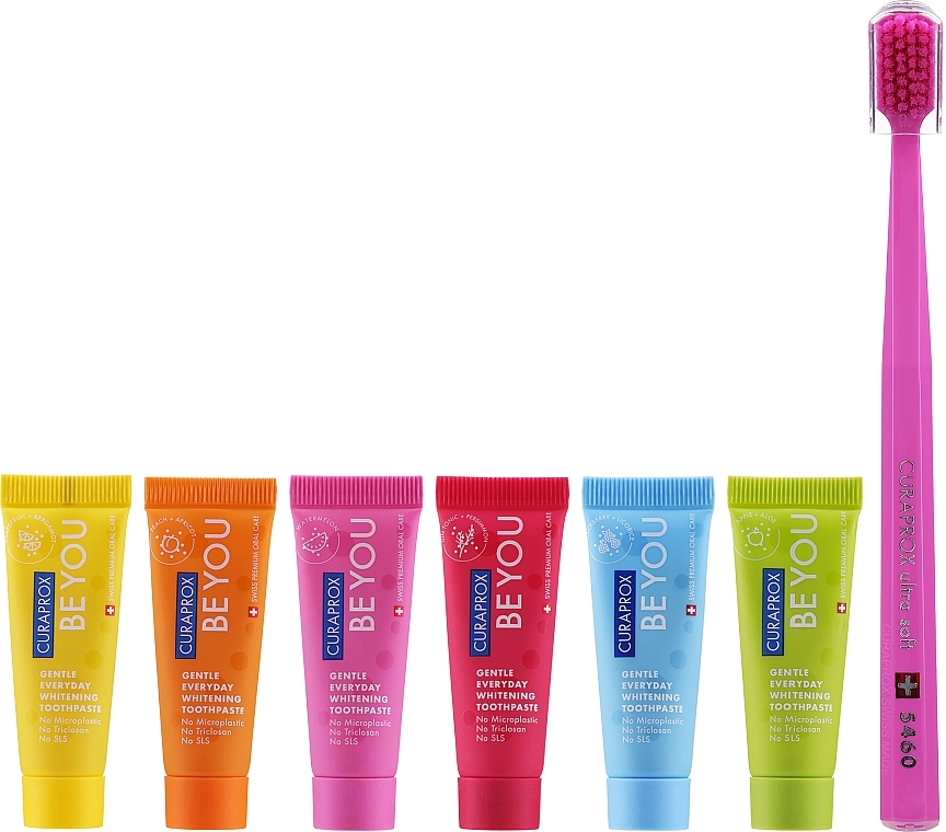 Set, pink - Curaprox Be You (toothpaste/6x10ml + toothbrush) — photo N2