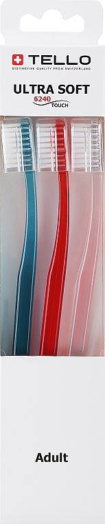 Toothbrush Set, extra soft, 6240, turquoise+red+pink - Tello — photo N1