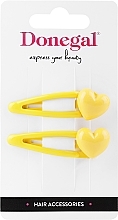 Hair Clips, FA-5622, yellow with hearts - Donegal — photo N1