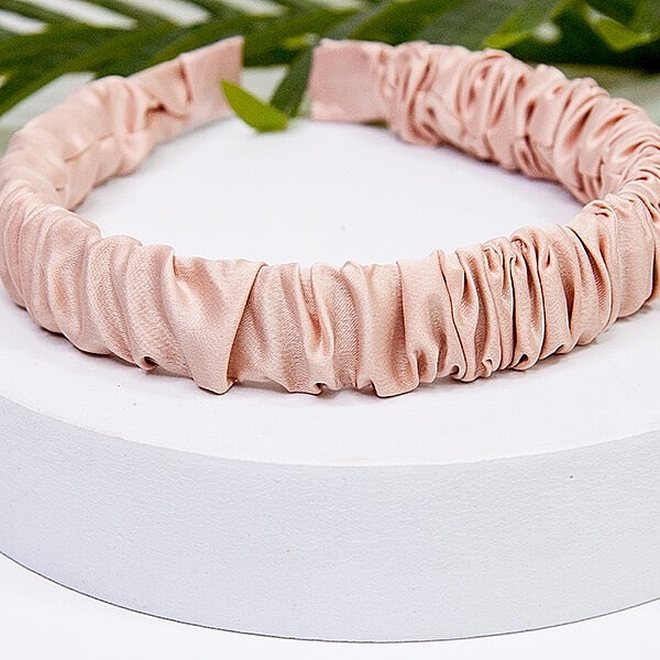 Wide Satin Hair Band, beige - Yeye — photo N2