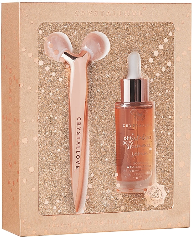 Set - Crystallove Rose Quartz 3D Lift & Sculpt Set Limited Edition (ser/30ml + massager/1pc) — photo N2