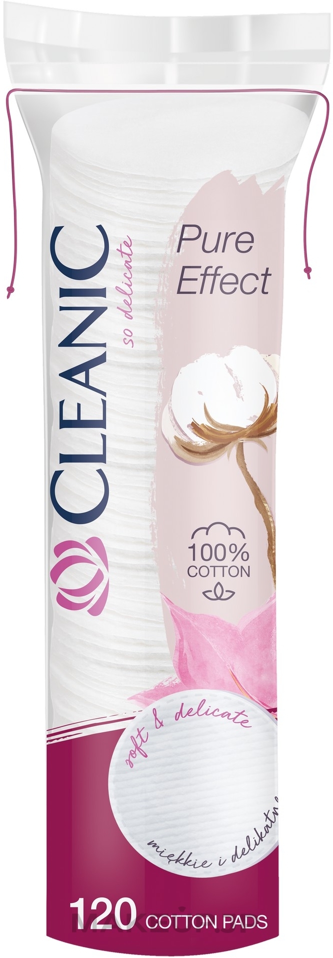 Cosmetic Cotton Pads "Pure Effect", 120 pcs - Cleanic Face Care Cotton Pads — photo 120 szt.