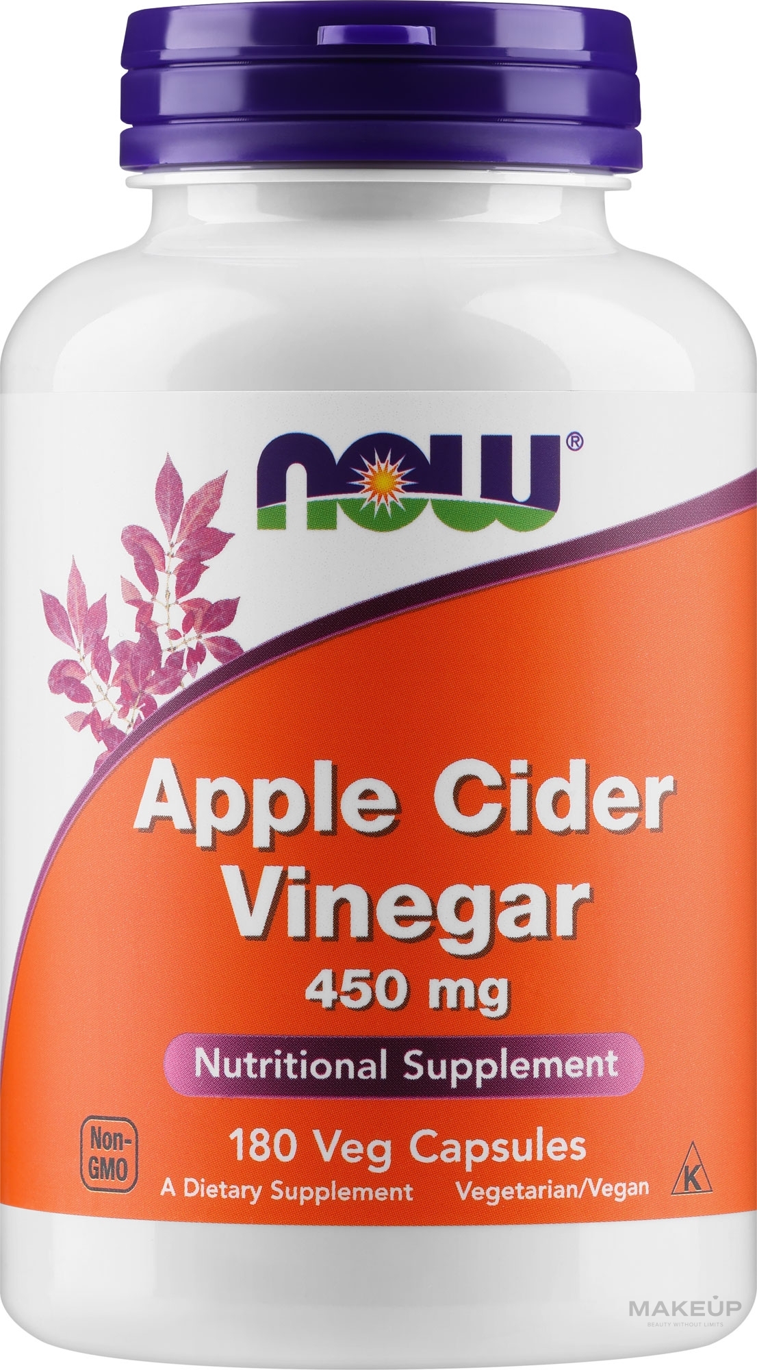 Dietary Supplement "Apple Cider Vinegar", 450mg - Now Foods Apple Cider Vinegar — photo 180 szt.