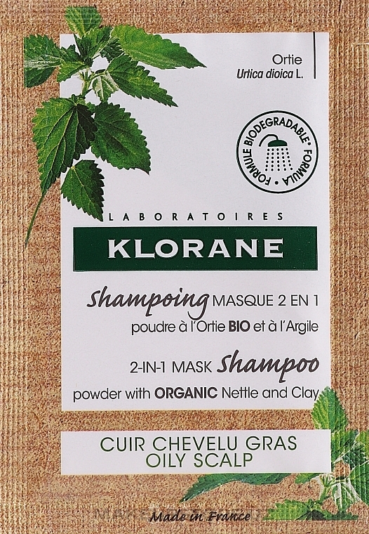 Shampoo-Mask - Klorane 2-in-1 Mask Shampoo Powder with Nettle and Clay — photo N1