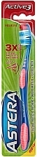 Fragrances, Perfumes, Cosmetics Triple Action Toothbrush, medium, blue-pink - Astera Active 3 Medium