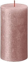 Fragrances, Perfumes, Cosmetics Cylinder Candle Pink, 130/68 mm - Bolsius Rustic Shimmer Metallic Candle