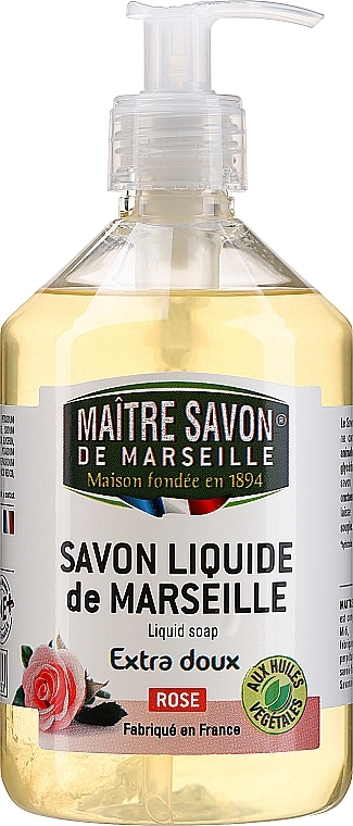 Liquid Marseille Soap "Rose" - Maitre Savon De Marseille Savon Liquide De Marseille Rose Liquid Soap — photo N1
