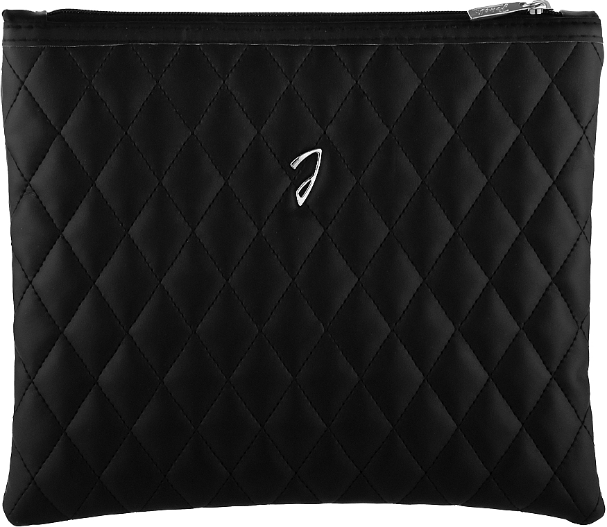 Large Quilted Makeup Bag, black, A6130VT - Janeke Black Quilted Pouch — photo N1