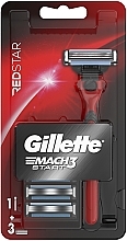 Razor with 3 Cartridges, red - Gillette Mach3 Start Red — photo N1