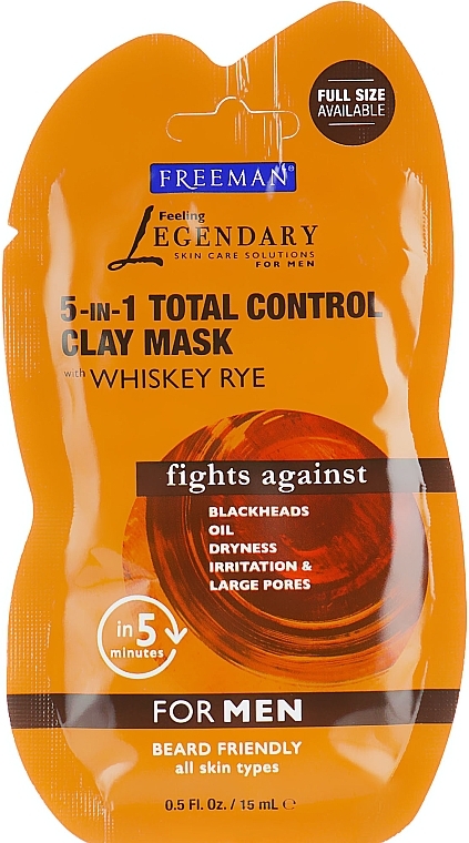 Men Comprehensive Control Rye Whiskey Mask - Freeman Feeling Beautiful Total Control Clay Mask — photo N1