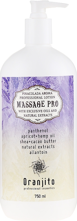 Massage Milk "Pina Colada" - Oranjito Massage Pro Pina Colada Massage Body Milk — photo N1