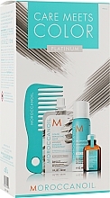 Fragrances, Perfumes, Cosmetics Set ‘Care and Color’ - MoroccanOil Care Meets Color Platinum (h/oil/15ml + dr/shmp/65ml + h/mask/30ml + comb)