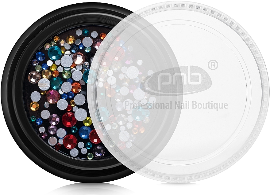 Nail Rhinestones - PNB Colorful Mix SS2,3,6,8,10,12 Glass — photo N2