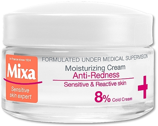 Moisturizing & Soothing Face Cream for Sensitive Skin - Mixa Anti-Redness Moisturizing Cream 8% Soothing Cold Cream — photo N1