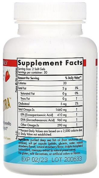 Dietary Supplement "Omega 3" with Strawberry Taste, 1660mg - Nordic Naturals DHA Strawberry — photo N2