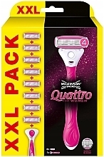 Razor with 8 Refill Cartridges - Wilkinson Sword Quattro for Women Blades XXL Pack — photo N1