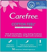 Fragrances, Perfumes, Cosmetics Pantyliners, 56pcs - Carefree Cotton Unscented Pantyliners