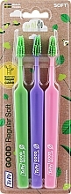 Fragrances, Perfumes, Cosmetics Toothbrush Set, green + purple + pink - Tepe Good Regular 3 Pack Toothbrush (3 szt.)