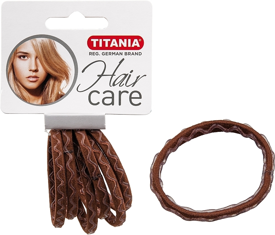 Anti Ziep Hair Tie, nylon, 6 pcs, brown - Titania — photo N1