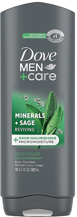 Shower Gel - Dove Men+Care Mineral+Sage Reviving Body And Face Wash — photo N1