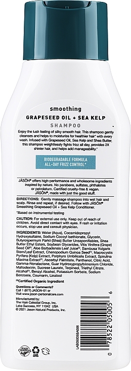 Sea Kelp Hair Shampoo - Jason Natural Cosmetics Smoothing Grapeseed Oil + Sea Kelp Shampoo — photo N5
