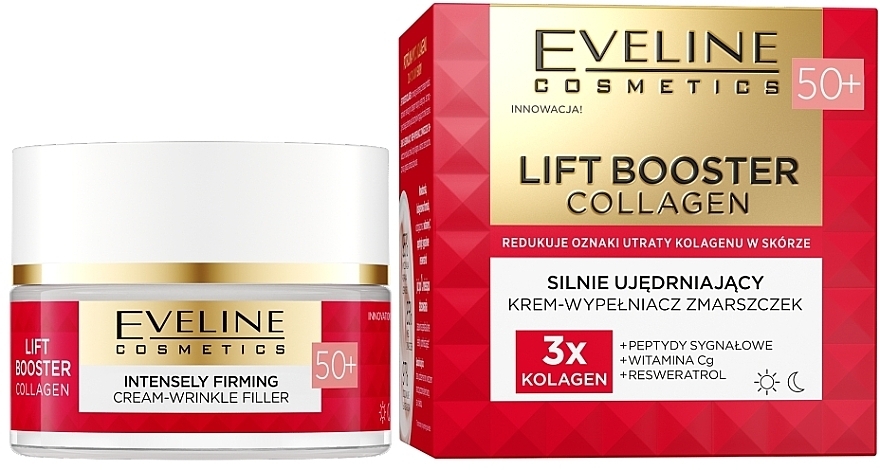 Actively Regenerating Wrinkle Filler Cream 50+ - Eveline Lift Booster Collagen Strongly Firming Cream-Wrinkle Filler 50+ for Day and Night — photo N1