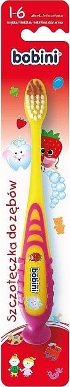 Kids Toothbrush, 1-6 years, yellow-pink - Bobini — photo N1