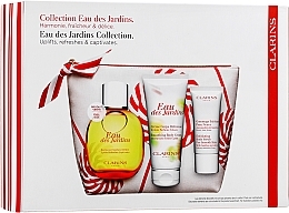 Fragrances, Perfumes, Cosmetics Clarins Eau des Jardins - Set (spray/100ml + b/cr/100ml + scrub/30ml + bag)