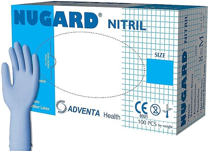 Nitrile Gloves, Size XS, Pack of 100 - Adventa Health Nugard Nitrile — photo N1