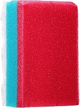 Fragrances, Perfumes, Cosmetics Squar Bath Sponge, red-turquoise-white - Ewimark