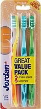 Fragrances, Perfumes, Cosmetics Toothbrush Medium, yellow + turquoise + green - Jordan Advanced Medium Toothbrush