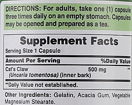 Supplement 'Cat's Claw', 500 mg - Puritan's Pride Cat's Claw — photo N3