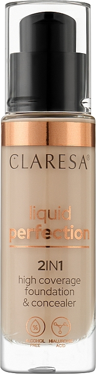 2in1 Foundation - Claresa Liquid Perfection 2in1 High Coverage Foundation & Concealer — photo N1