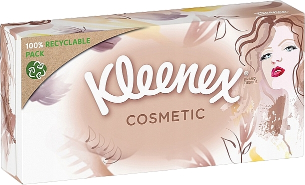 Paper Tissues in Box "Cosmetic", 80 pcs, design 3 - Kleenex — photo N1