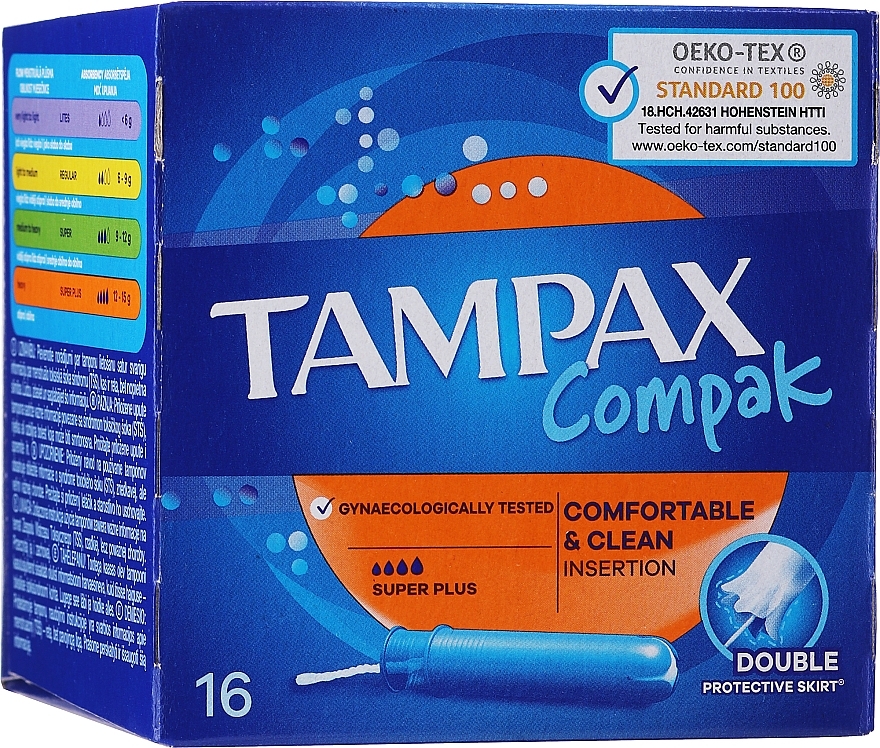 Tampons with Applicator, 16 pcs - Tampax Compak Super Plus — photo N1