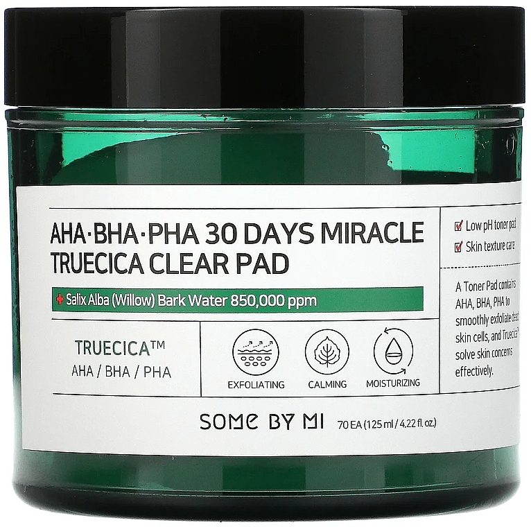 Acid Pads for Problem Skin - Some By Mi AHA BHA PHA 30 Days Miracle Truecica Clear Pad — photo N1