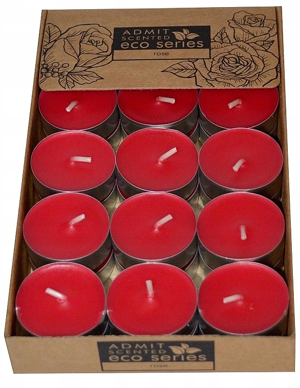 Tea Candles 'Rose', 30 pcs - Admit Scented Eco Series Rose — photo N1